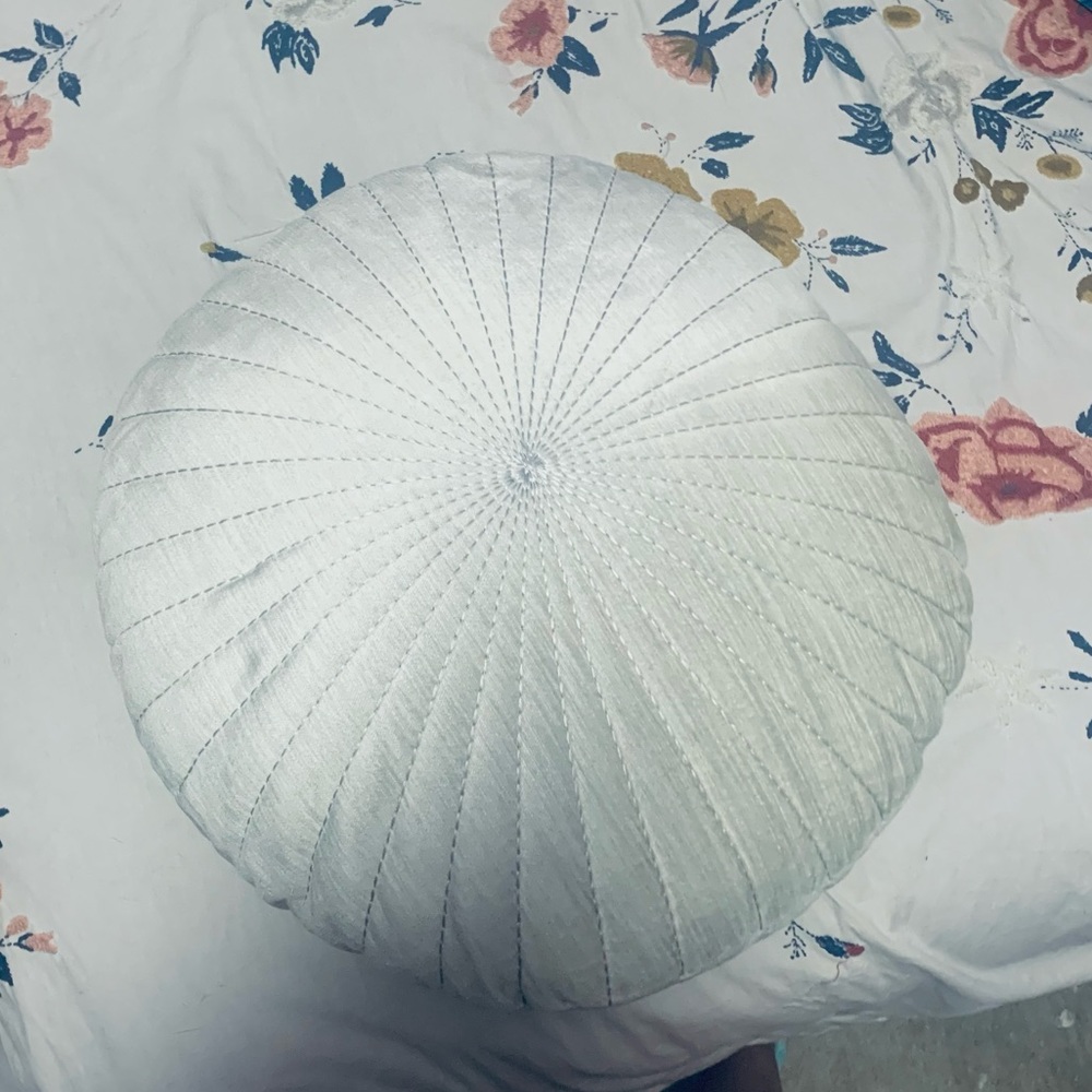 UO Silver Round Pin-tuck Throw Pillow